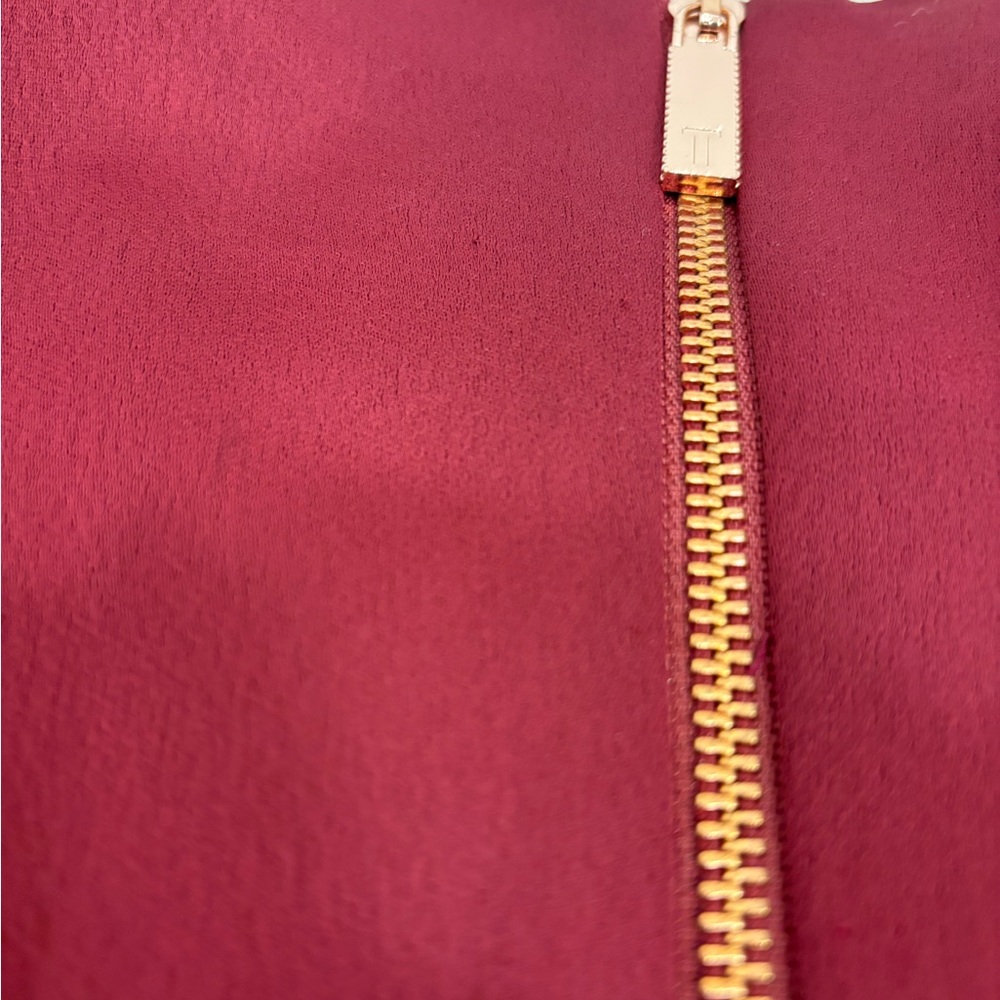 Ted Baker Dress Kandal Midi High Low Fit and Flare in Burgundy - Picture 10 of 12